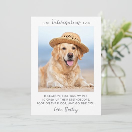 ペットパーソナライズされた写真最高の獣医 サンキューカード (スタンド正面)
