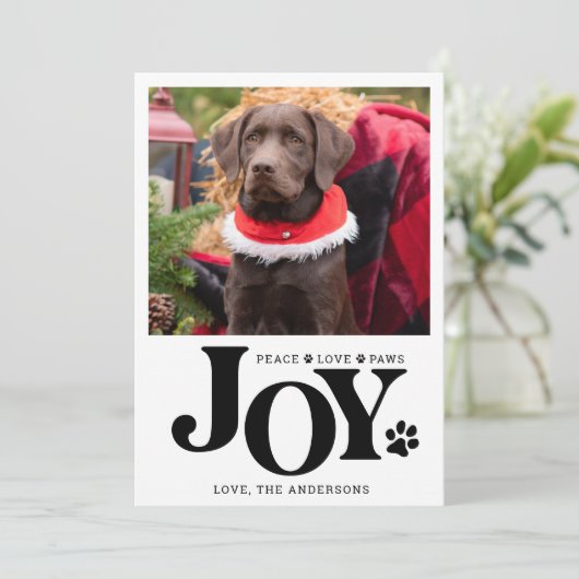 ペットパーソナライズされた写真JOY手のプリントドッグ シーズンカード (スタンド正面)