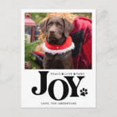 ペットパーソナライズされた写真JOY手のプリントドッグ シーズンポストカード (正面)