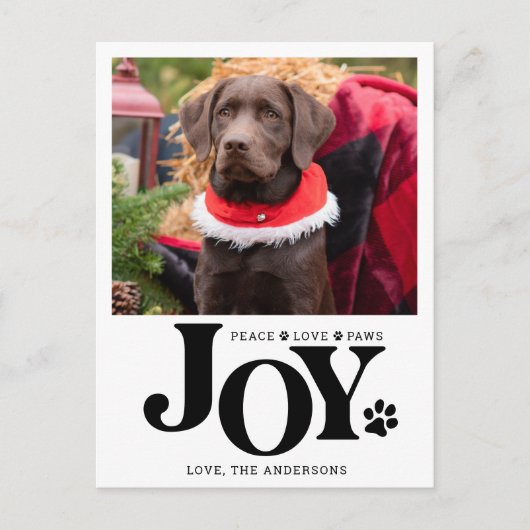 ペットパーソナライズされた写真JOY手のプリントドッグ シーズンポストカード (正面)