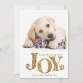 ペットパーソナライズされた写真JOY金ゴールドポープリントドッグ シーズンカード (正面)