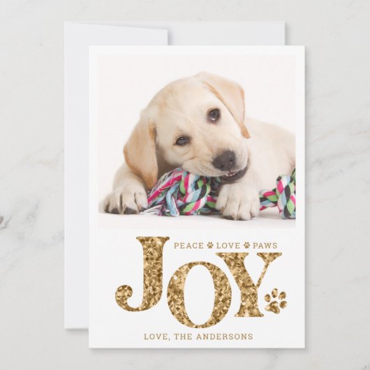 ペットパーソナライズされた写真JOY金ゴールドポープリントドッグ シーズンカード (正面)