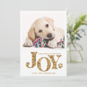 ペットパーソナライズされた写真JOY金ゴールドポープリントドッグ シーズンカード (スタンド正面)