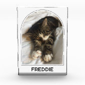 ペットパーソナライズされた名のモダンアーチ フォトブロック (正面)