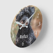 ペットパーソナライズされた名写真の大きな白い数字 ラウンド壁時計 (傾斜)