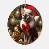 ペットパーソナライズされた名写真Sphynx猫クリスマス セラミックオーナメント (左)