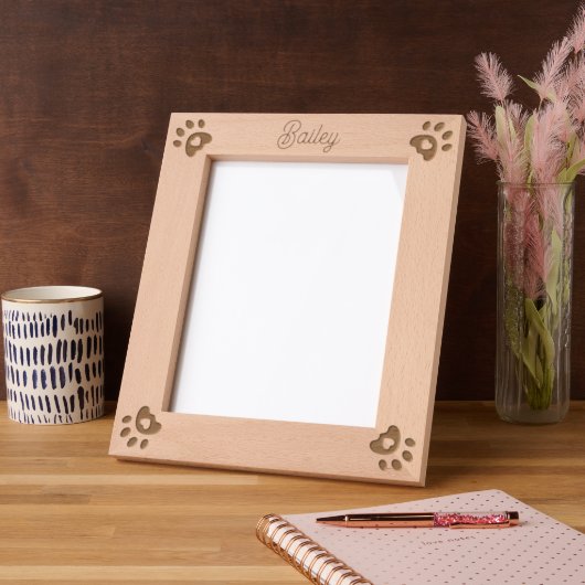 ペットパーソナライズされた名犬ハートポープリントカスタム レーザー彫刻フレーム (左)