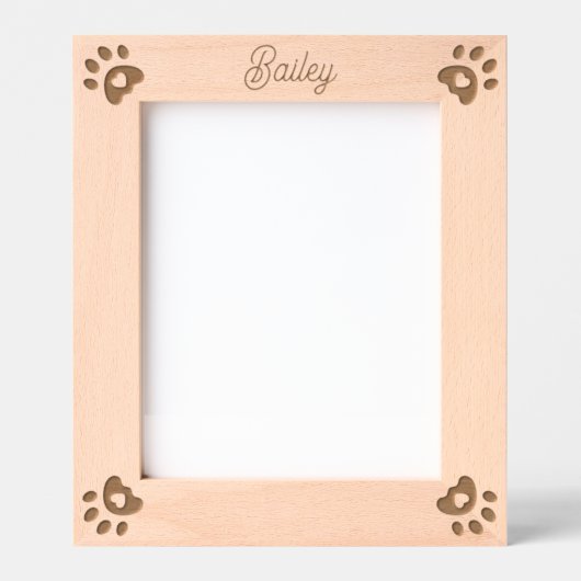 ペットパーソナライズされた名犬ハートポープリントカスタム レーザー彫刻フレーム (正面)