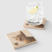 ペットパーソナライズされた子猫ねこ犬写真テンプレート ストーンコースター (横)