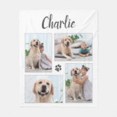 ペットパーソナライズされた恋人4フォトコラージュ犬 フリースブランケット (正面)