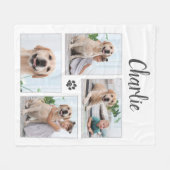 ペットパーソナライズされた恋人4フォトコラージュ犬 フリースブランケット (正面(横))