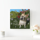 ペットパーソナライズされた愛好家のためのフォトペットギフトアイディア スクエア壁時計 (ホーム)