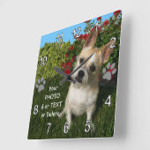 ペットパーソナライズされた愛好家のためのフォトペットギフトアイディア スクエア壁時計 (傾斜)