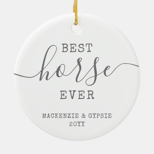 ペットパーソナライズされた最高のウマの名と写真 セラミックオーナメント (裏面)
