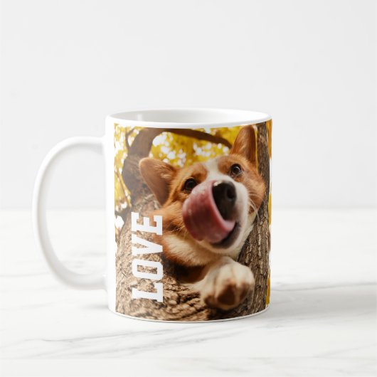 ペットパーソナライズされた犬のオーナー コーヒーマグカップ (左)