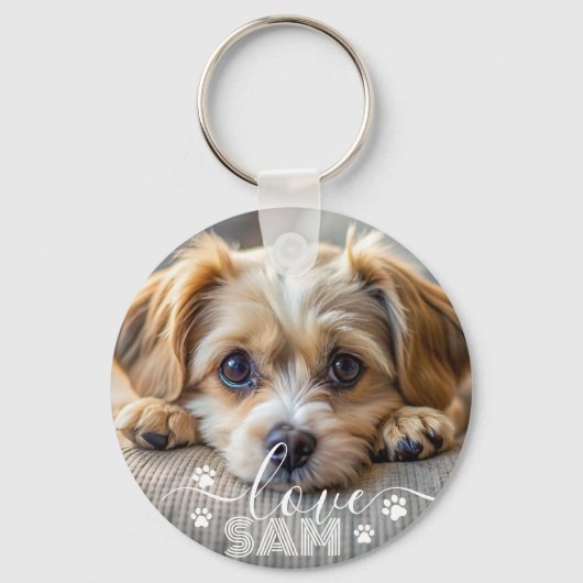 ペットパーソナライズされた犬の愛愛人記念の名 キーホルダー (正面)