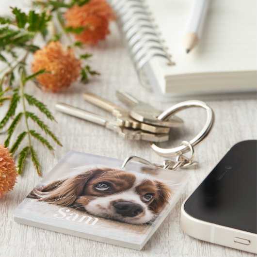 ペットパーソナライズされた犬の愛愛人記念の名 キーホルダー (正面右)