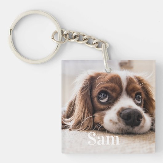 ペットパーソナライズされた犬の愛愛人記念の名 キーホルダー (正面)