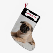 ペットパーソナライズされた犬の骨の写真 スモールクリスマスストッキング (正面 (吊り時))