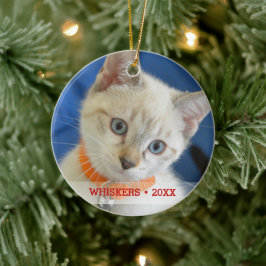 ペットパーソナライズされた猫の写真と名前クリスマスツリー セラミックオーナメント