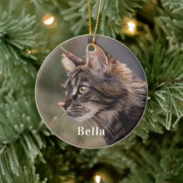 ペットパーソナライズされた猫写真クリスマス セラミックオーナメント