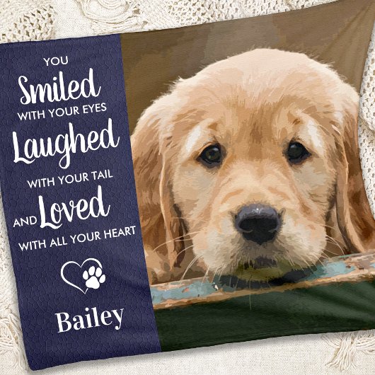 ペットパーソナライズされた記念モダン犬写真 フリースブランケット