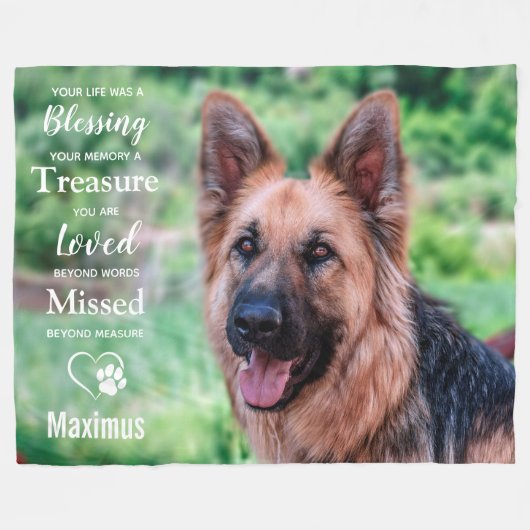 ペットパーソナライズされた記念犬の記念写真 フリースブランケット (正面(横))