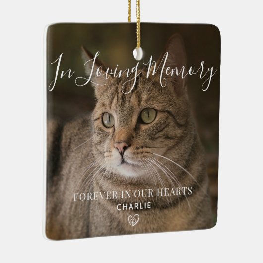 ペットパーソナライズされた記念猫写真 セラミックオーナメント (右)