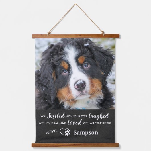 ペットパーソナライズされた記念遺跡犬の写真 吊り下げ型タペストリー (正面)