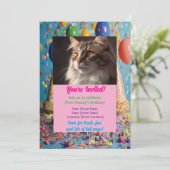 ペットパーソナライズされた誕生日招待状カスタム写真 招待状 (スタンド正面)