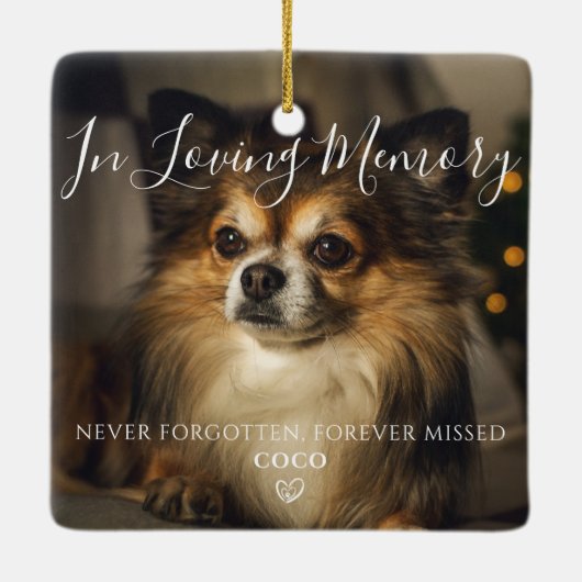 ペットパーソナライズされた追悼の犬の写真 セラミックオーナメント (裏面)