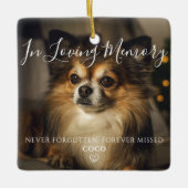ペットパーソナライズされた追悼の犬の写真 セラミックオーナメント (正面)