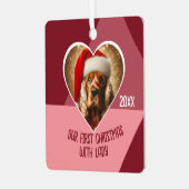 ペットパーソナライズされた養子縁組フォトドッグ初クリスマス メタルオーナメント (正面左)