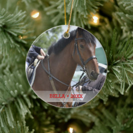 ペットパーソナライズされた馬の写真と名前クリスマスツリー セラミックオーナメント