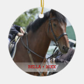 ペットパーソナライズされた馬の写真と名前クリスマスツリー セラミックオーナメント (正面)
