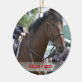 ペットパーソナライズされた馬の写真と名前クリスマスツリー セラミックオーナメント (左)