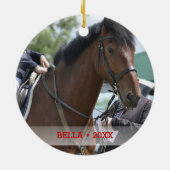 ペットパーソナライズされた馬の写真と名前クリスマスツリー セラミックオーナメント (裏面)