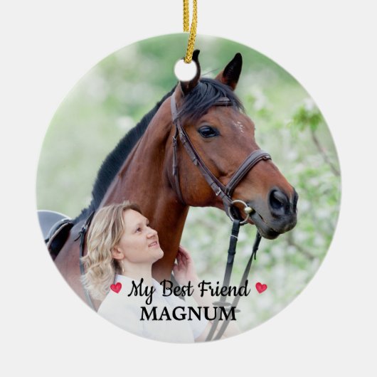 ペットパーソナライズされた馬好きマイ最高の友友の写真 セラミックオーナメント (正面)