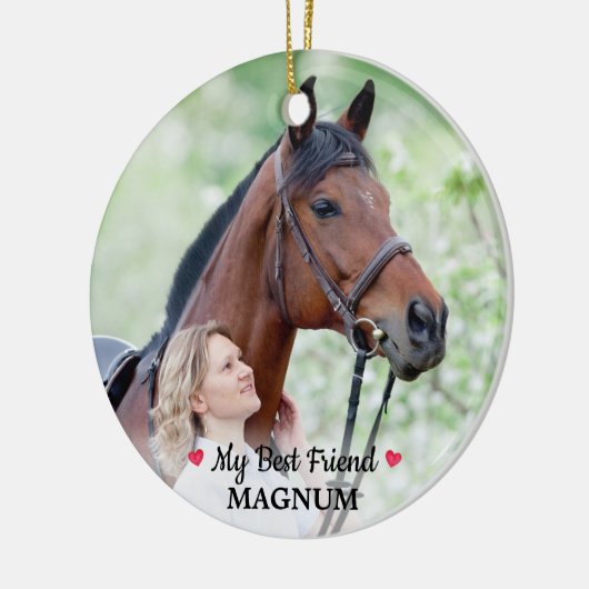 ペットパーソナライズされた馬好きマイ最高の友友の写真 セラミックオーナメント (左)