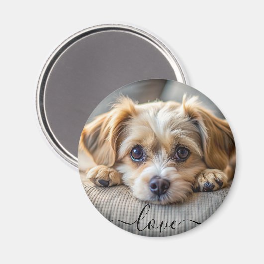 ペットパーソナライズされた2人写真犬の愛愛人記念の名 マグネット (正面/裏面)