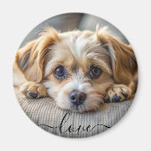 ペットパーソナライズされた2人写真犬の愛愛人記念の名 マグネット (正面)