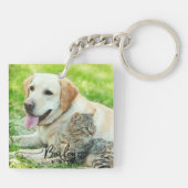 ペットパーソナライズされた2写真と名前特別記念 キーホルダー (裏面)