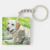 ペットパーソナライズされた2写真と名前特別記念 キーホルダー (裏面)