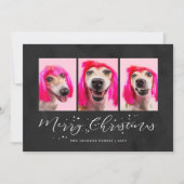 ペットパーソナライズされた3フォトクリスマスホリデー シーズンカード (正面)