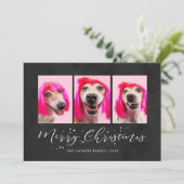 ペットパーソナライズされた3フォトクリスマスホリデー シーズンカード (スタンド正面)