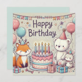 ペットパール誕生日招待状 招待状 (正面/裏面)