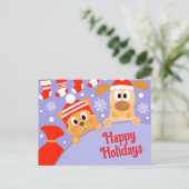 ペットビジネスのクリスマスドッグ猫はがき ポストカード (スタンド正面)