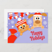 ペットビジネスのクリスマスドッグ猫はがき ポストカード (正面/裏面)