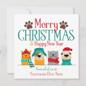 ペットビジネスのクリスマスドッグ猫 ノートカード (正面)