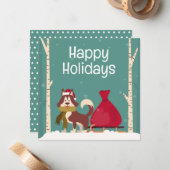 ペットビジネスのクリスマスドッグ ノートカード (正面/裏面インサイチュ)